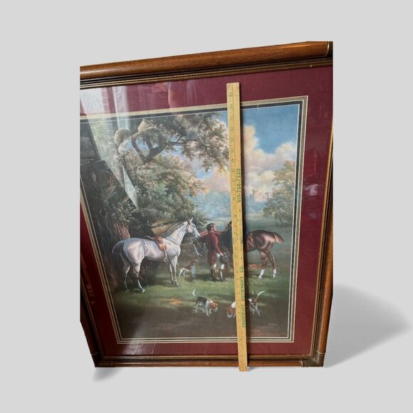 Framed Print Fox Hunters Vtg Art Equestrian Judith Gibson Brass Accents 39x32 - Picture 6 of 13
